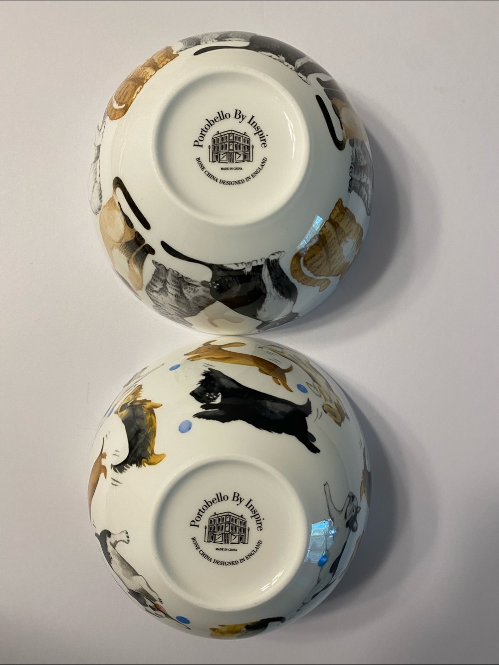 Cat & Dog Illustrations - China Bowls - White with colorful designs
